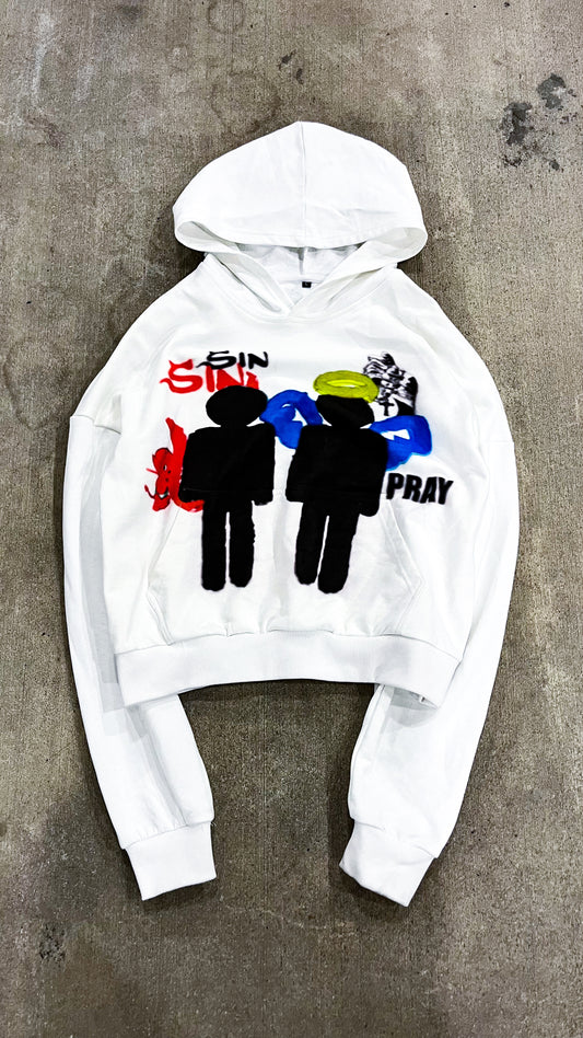 White 2 Sided hoodie