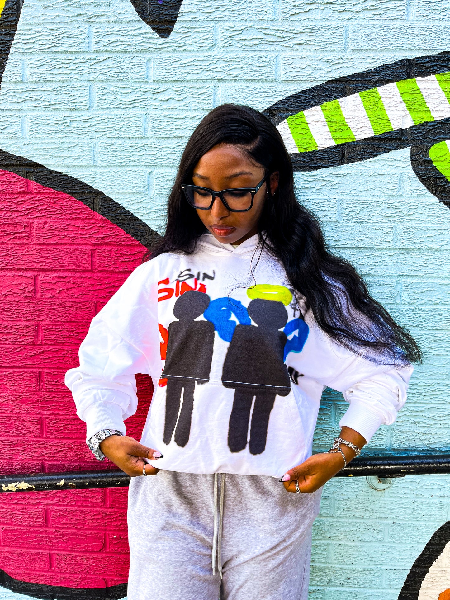 White 2 Sided hoodie