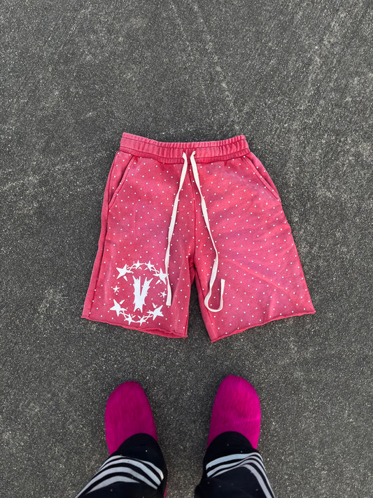 Red/Pink Rhinestone shorts