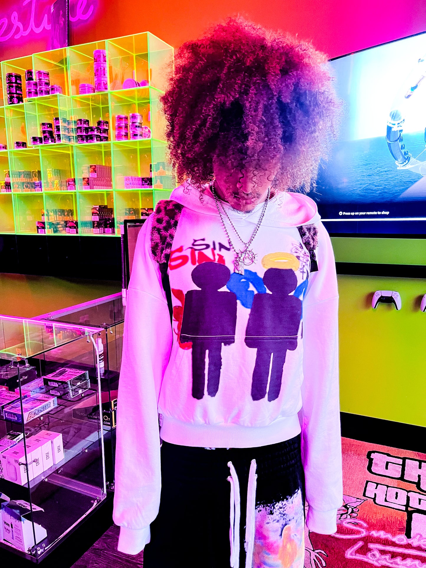 White 2 Sided hoodie