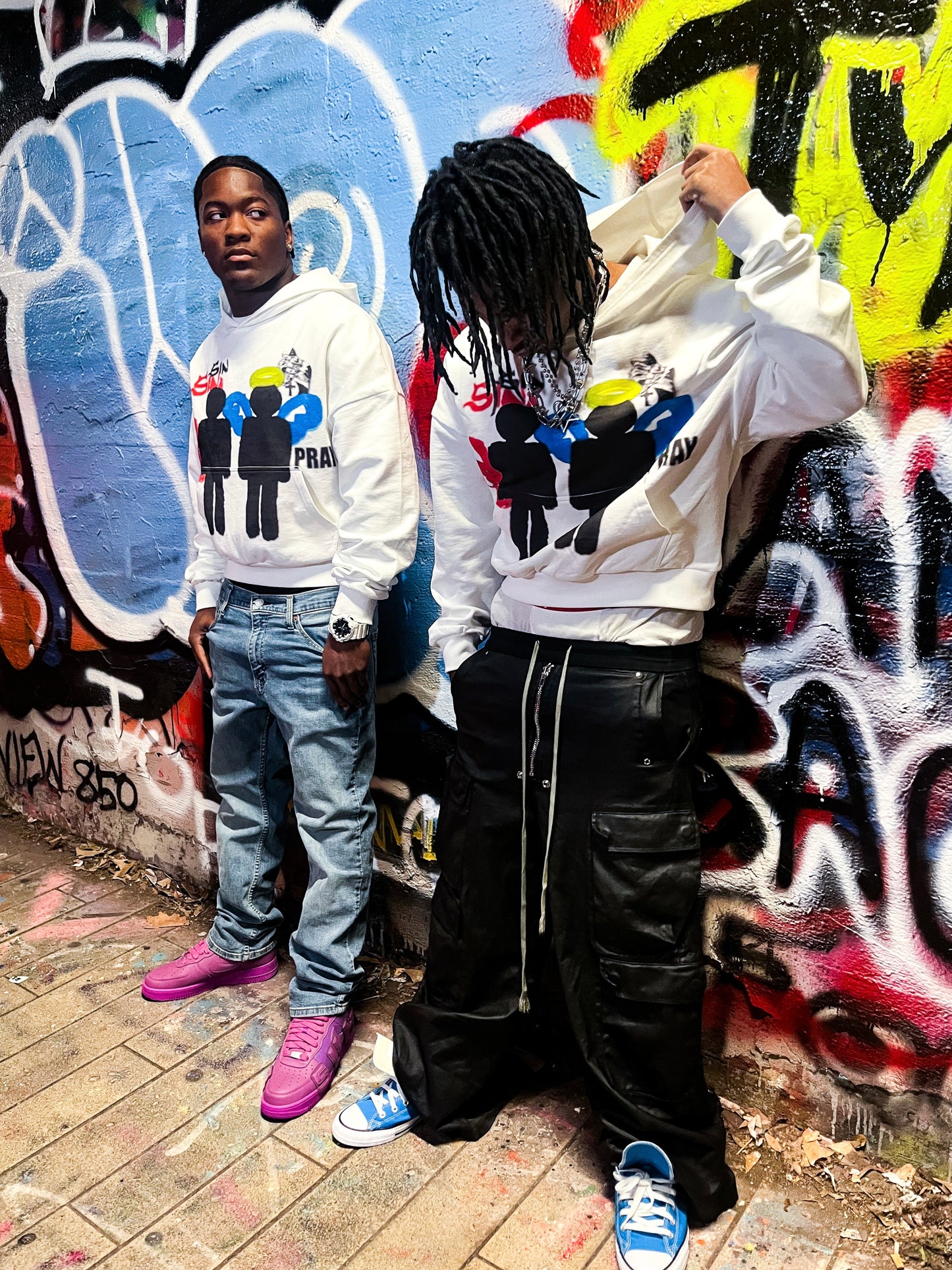 White 2 Sided hoodie