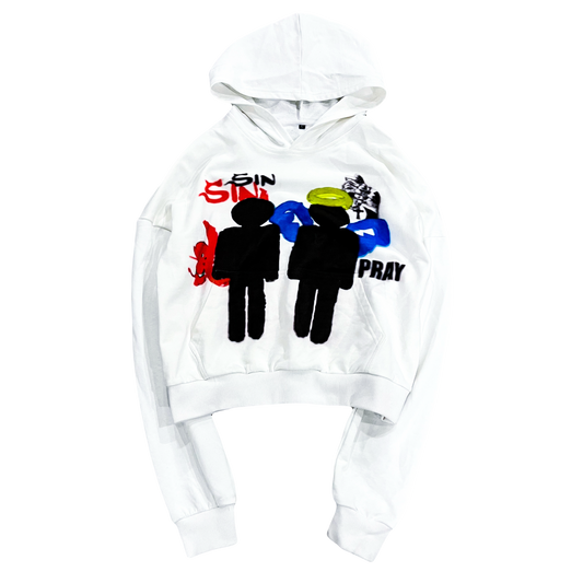 White 2 Sided hoodie